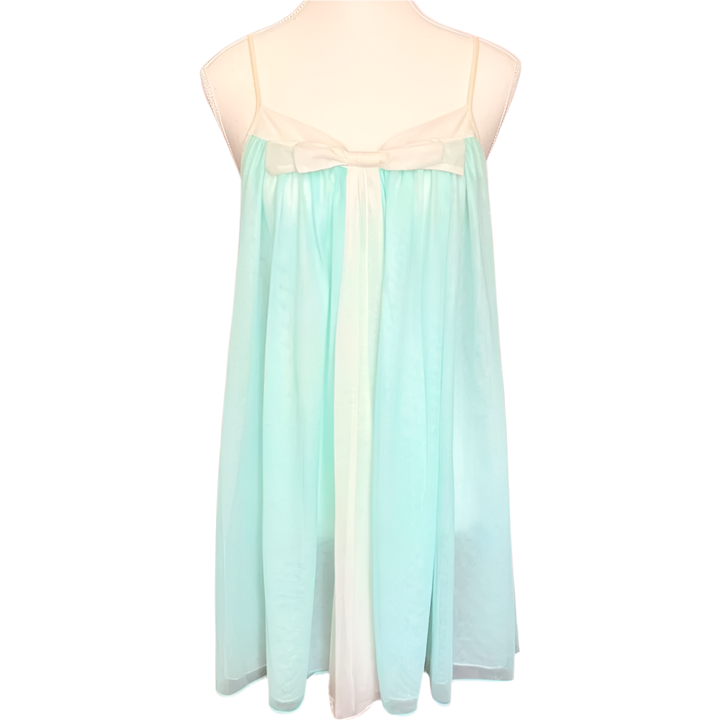 Betsey Johnson Light Blue Lace Trimmed Babydoll Dress with Bow | Size S