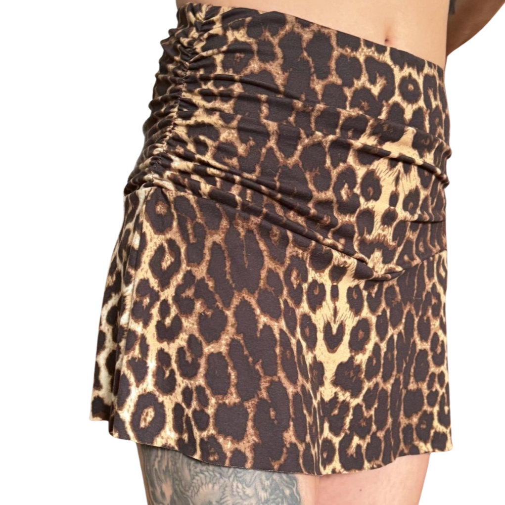 Leopard Print Ruched Mini | Size XS