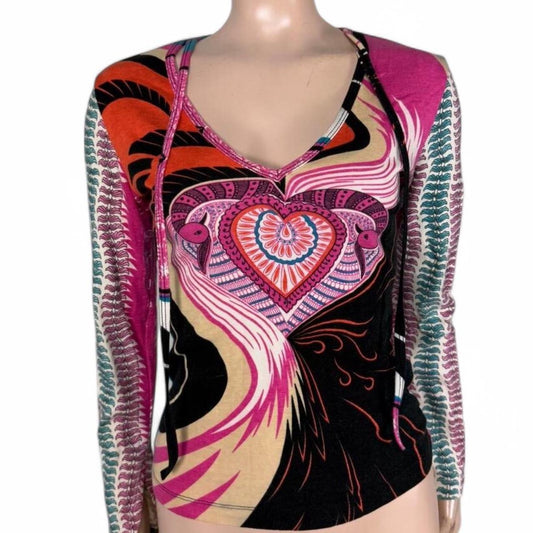 Vintage Y2K BCBG Heart Graphic Long Sleeve Top