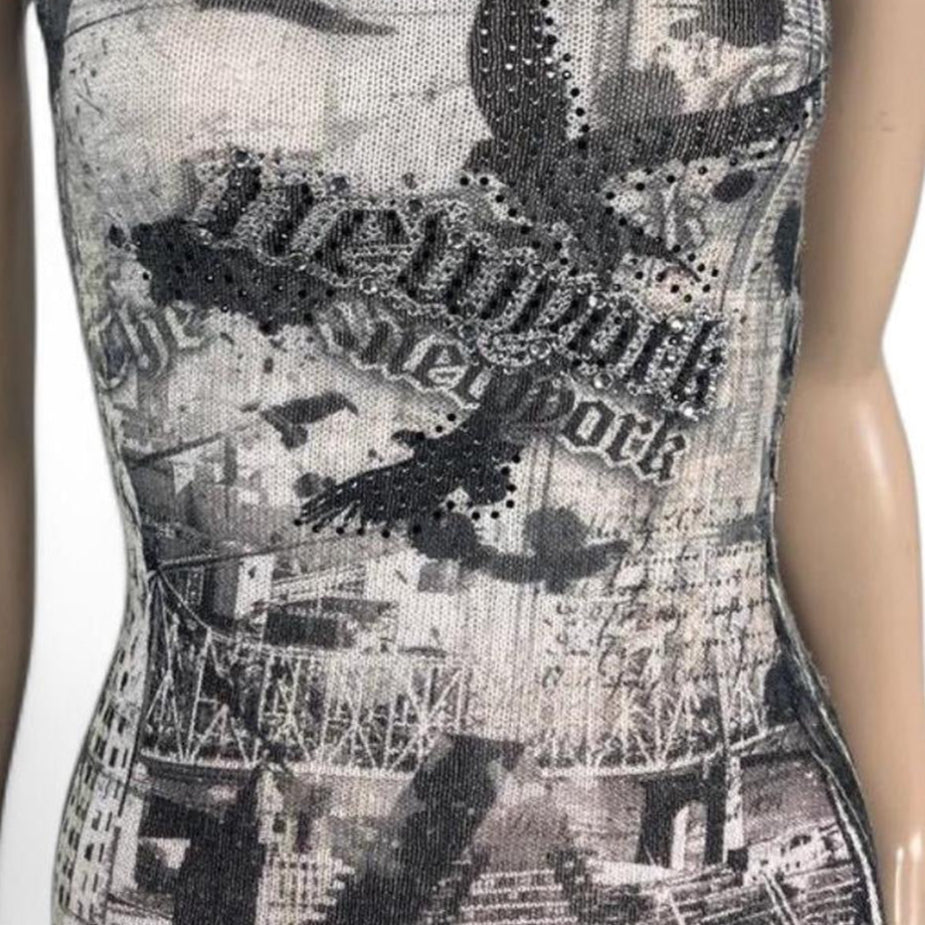 90s NYC Graphic Printed Tank Dress | Size S