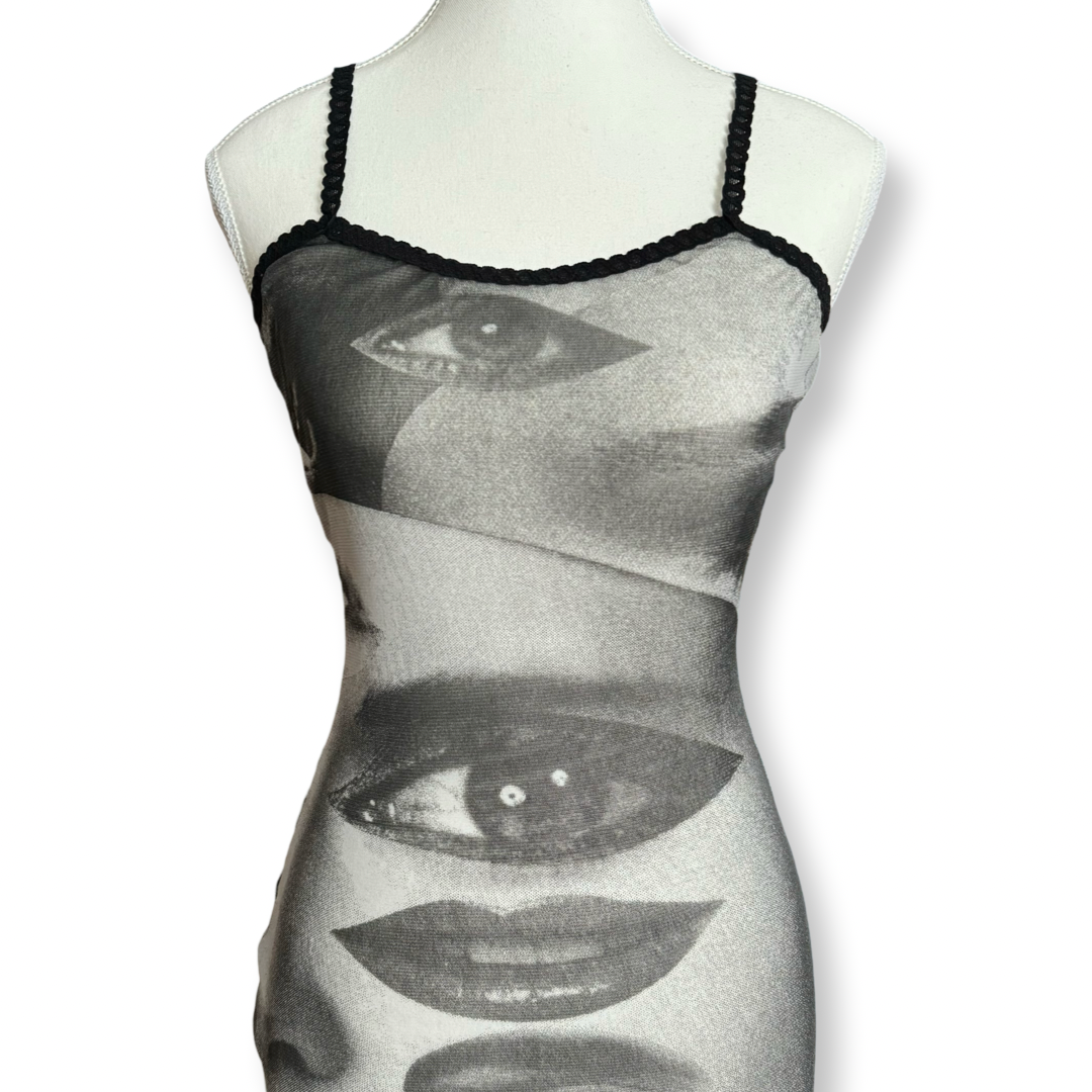 Graphic Eye Print Semi-Sheer Midi Dress | One Size