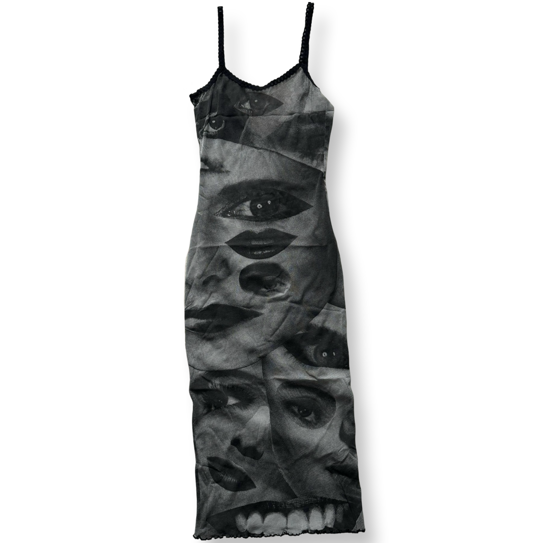 Graphic Eye Print Semi-Sheer Midi Dress | One Size