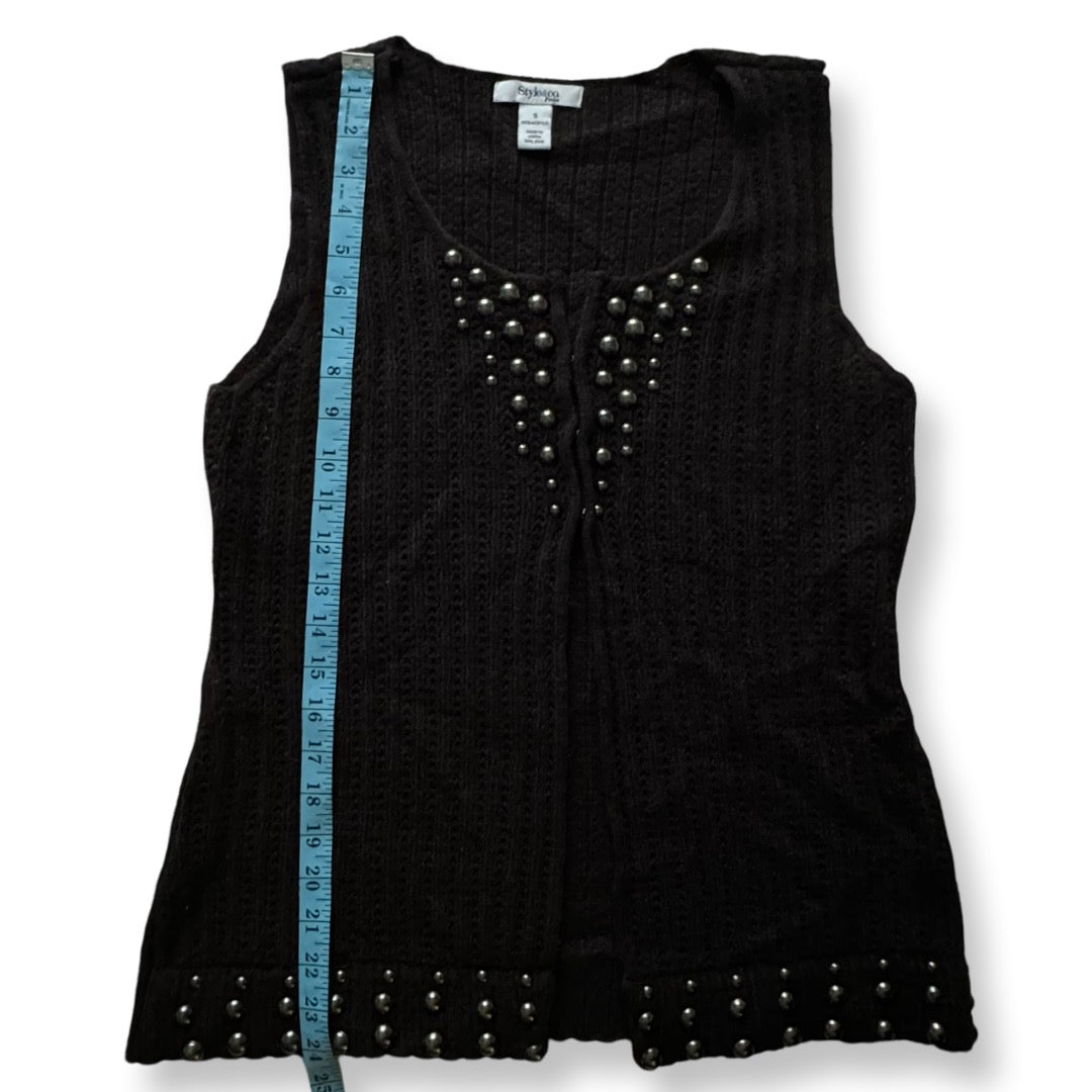 Black Studded Knit Vest | Size S/M