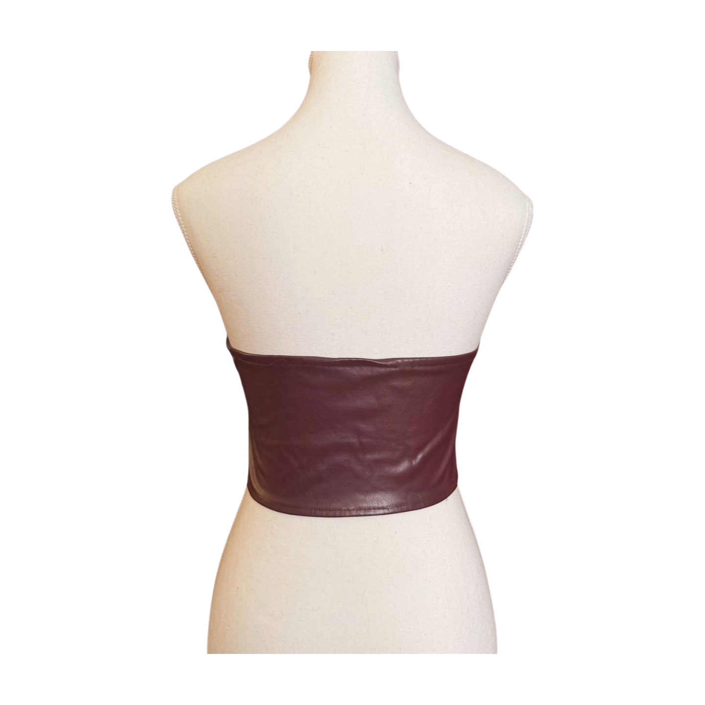 Burgundy Strapless Crop Top | Size XS/S