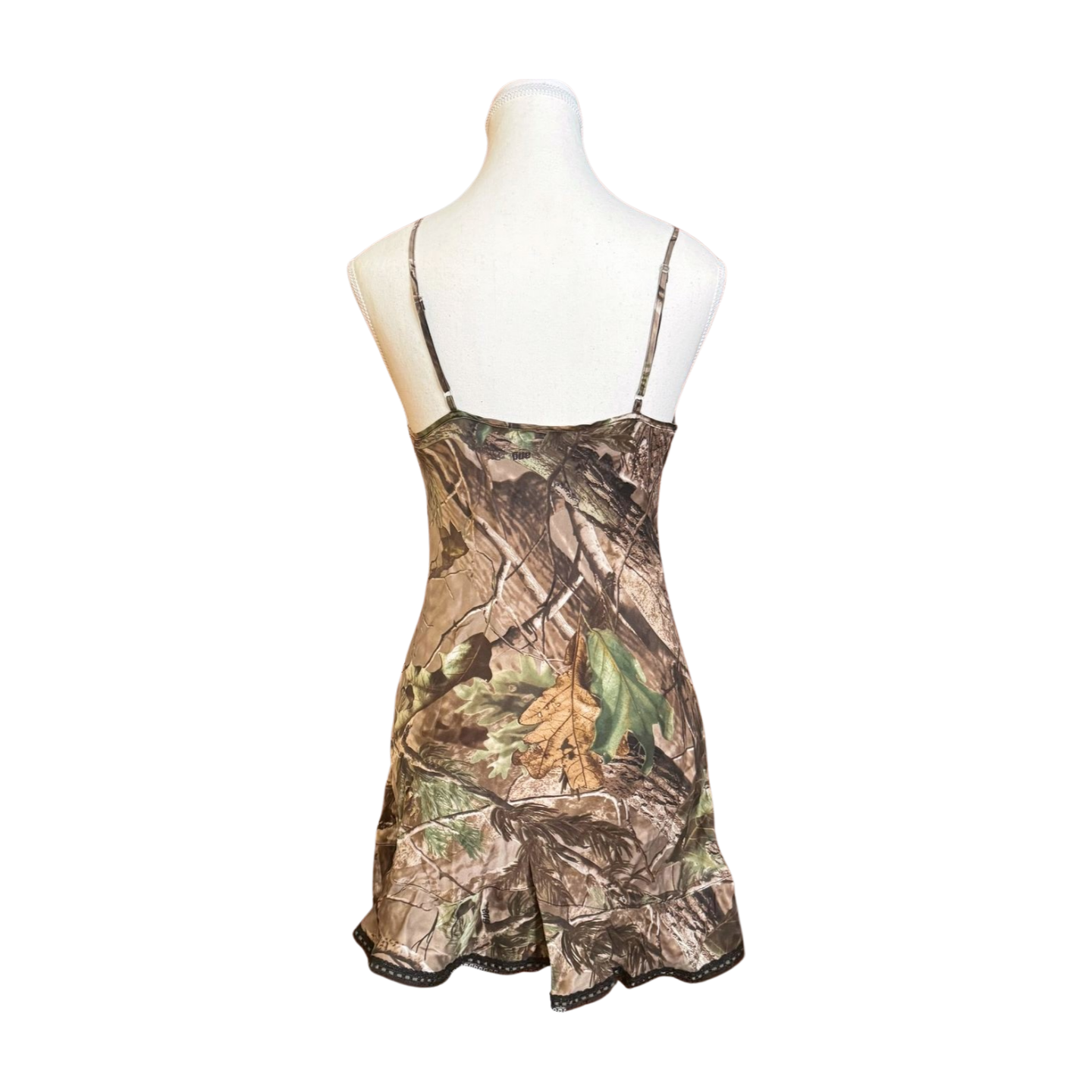 Camo Lace-Trimmed Mini Slip Dress | Size S