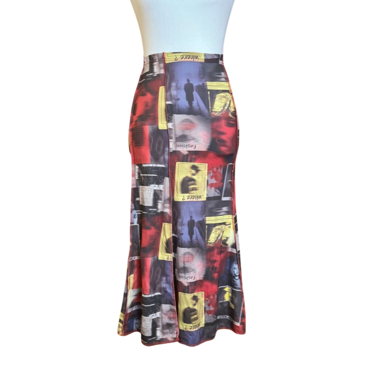 Y2K Inspired Graphic Print Midi Skirt | XS/S