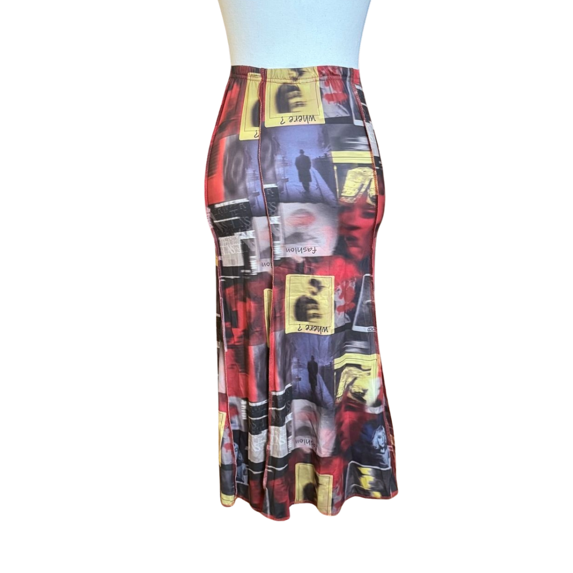 Y2K Inspired Graphic Print Midi Skirt | XS/S