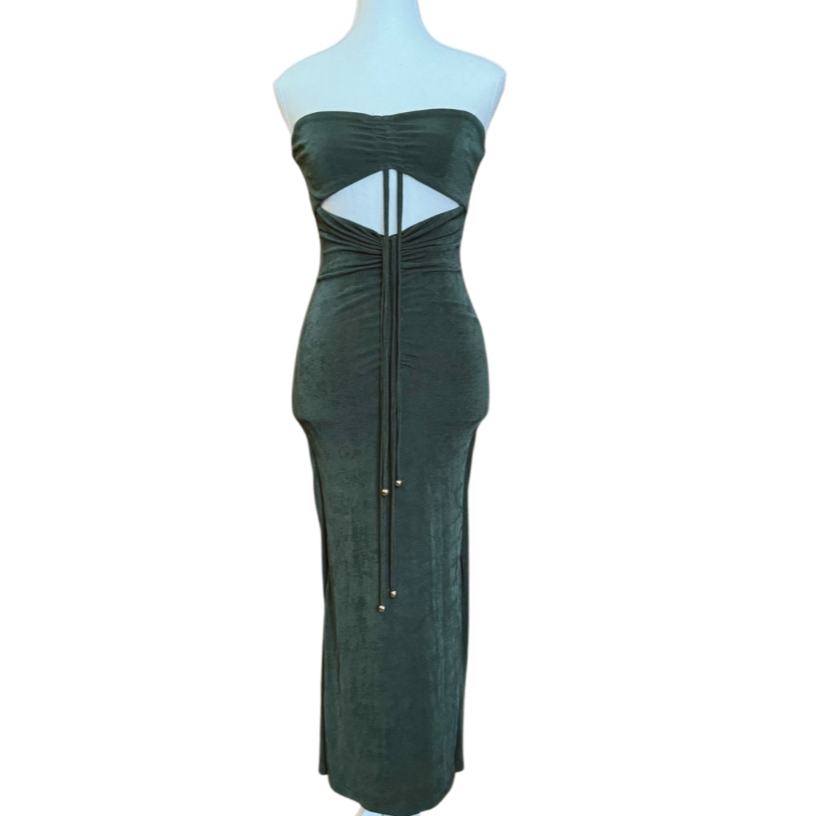 Strapless Cut-Out Maxi Dress | Size 4