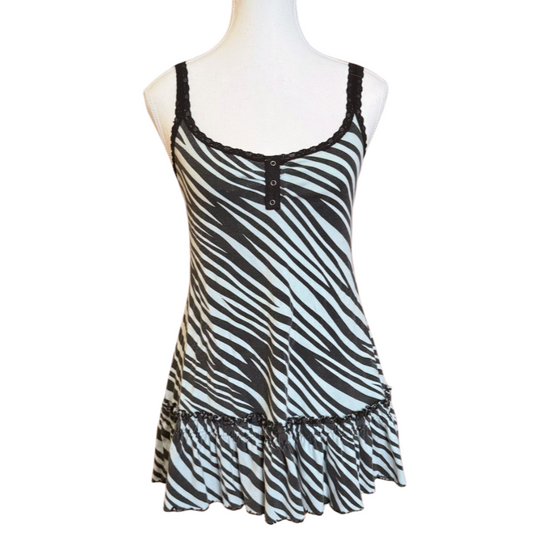 Y2K Betsey Johnson Zebra Mini Dress| Size S