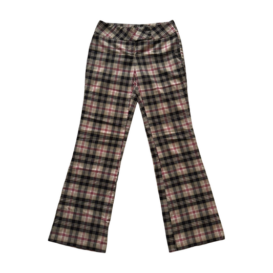 Vintage Flattering Mid Waist Plaid Stretch Pants | Size S