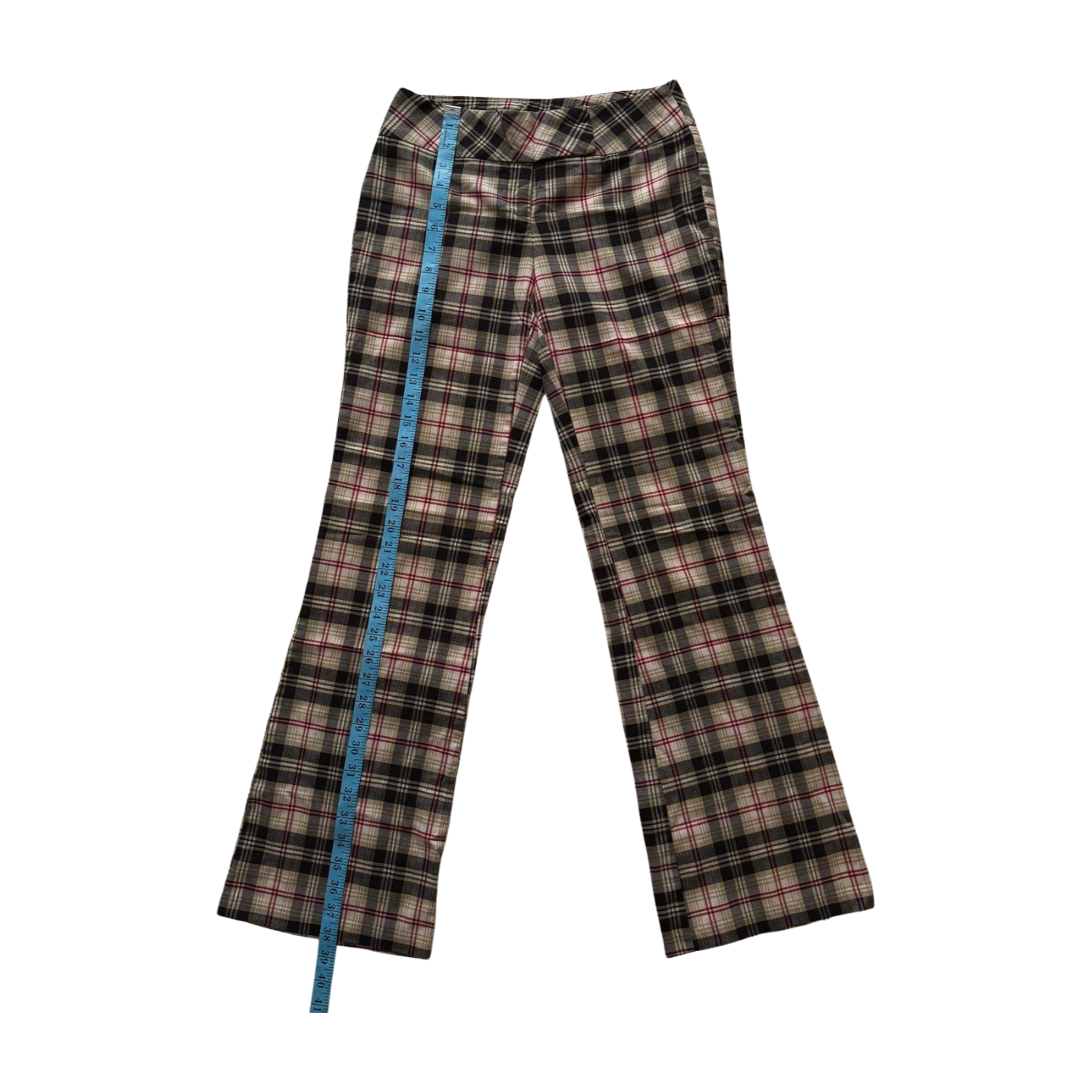 Vintage Flattering Mid Waist Plaid Stretch Pants | Size S