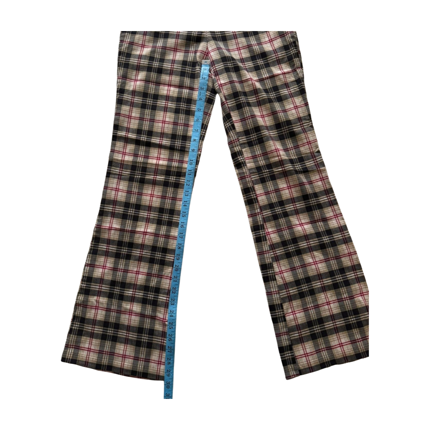 Vintage Flattering Mid Waist Plaid Stretch Pants | Size S