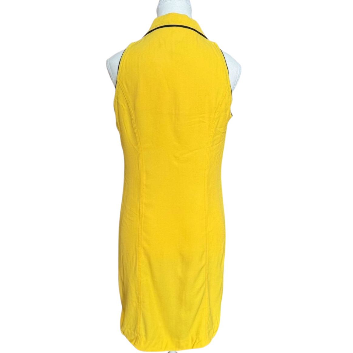 Vintage Yellow Button-Front Dress with Pockets | Size M