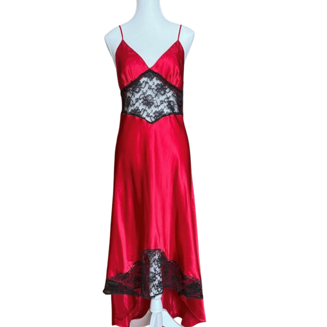 Victoria's Secret Red Satin Lace Slip Dress | Size M