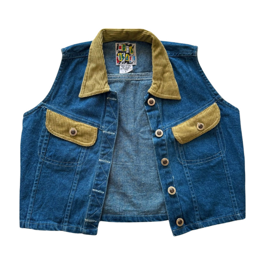 Vintage 90s Denim & Corduroy Vest | Size XS