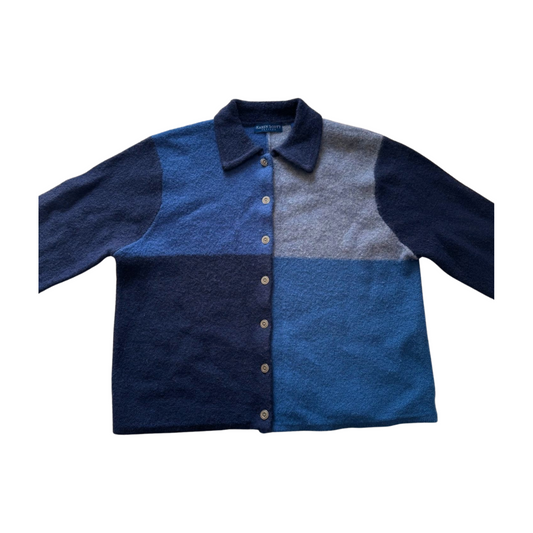 Wool Colorblock Button-Up Shirt Jacket | Size M/L