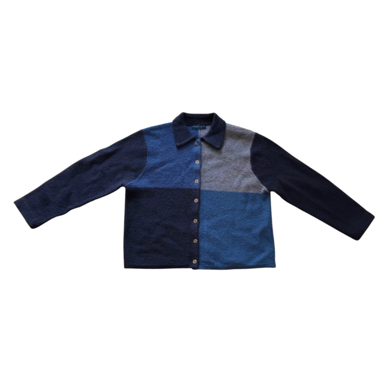 Wool Colorblock Button-Up Shirt Jacket | Size M/L