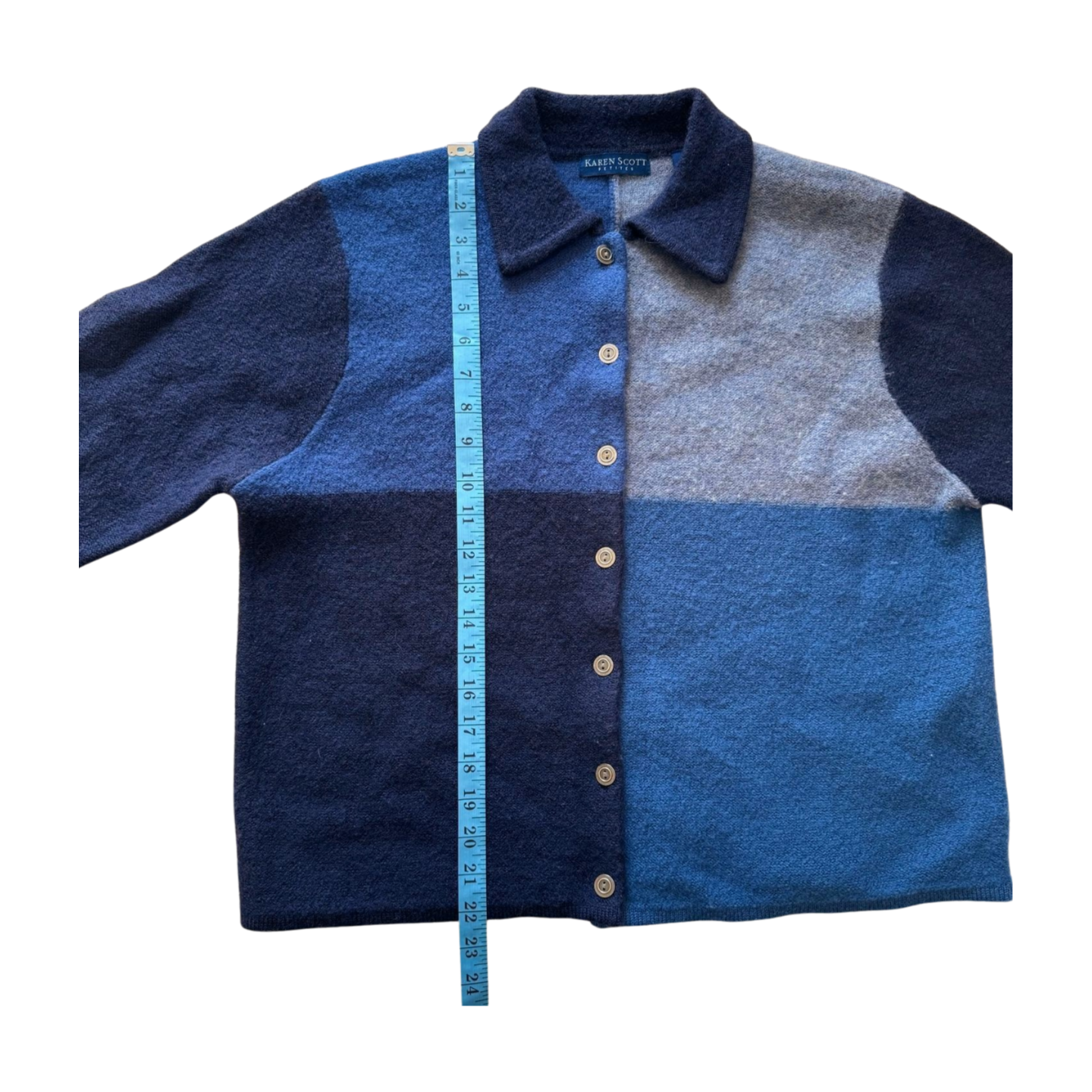 Wool Colorblock Button-Up Shirt Jacket | Size M/L