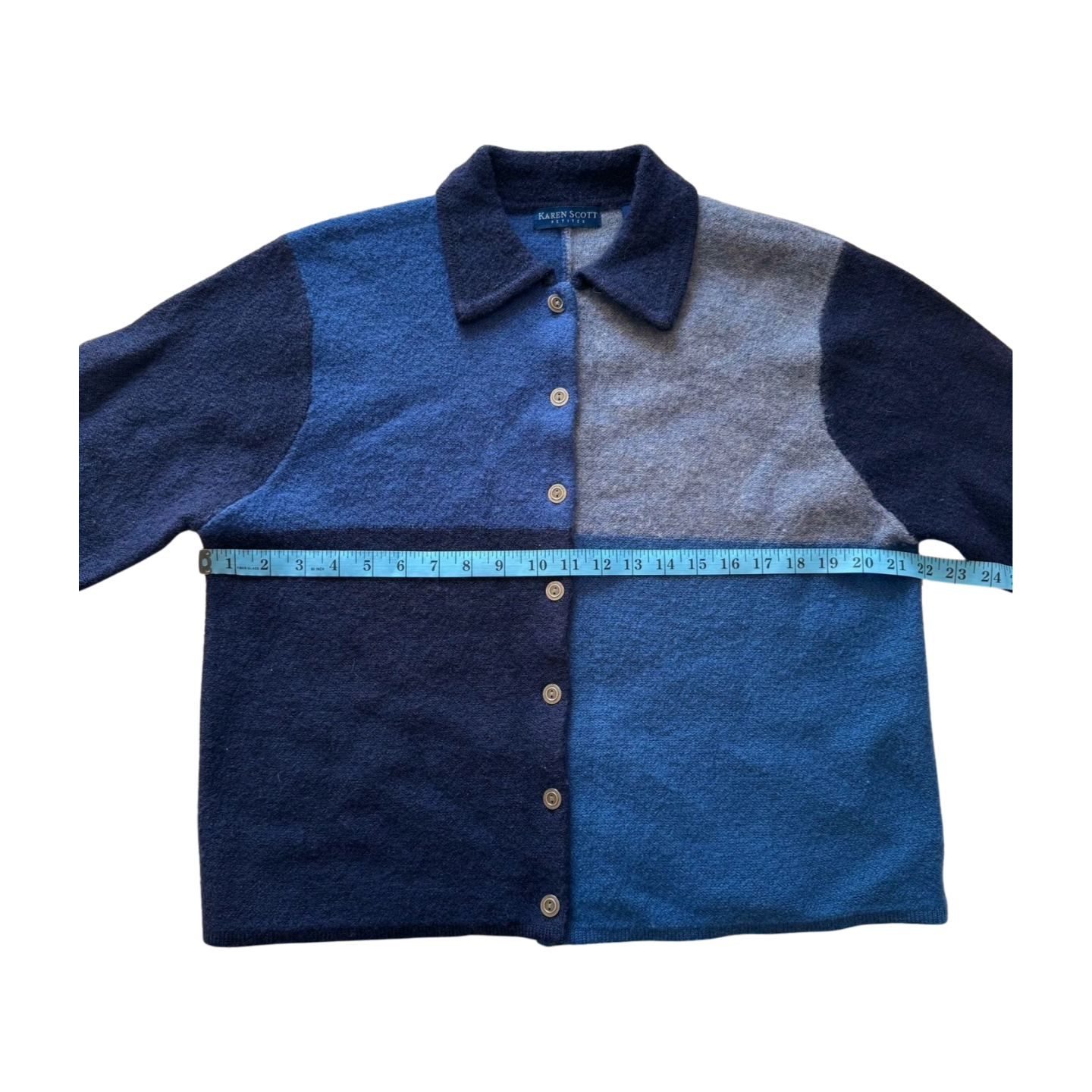 Wool Colorblock Button-Up Shirt Jacket | Size M/L