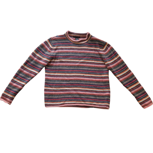 Lambs Wool & Angora Rabbit Fur Striped Sweater | Size M/L