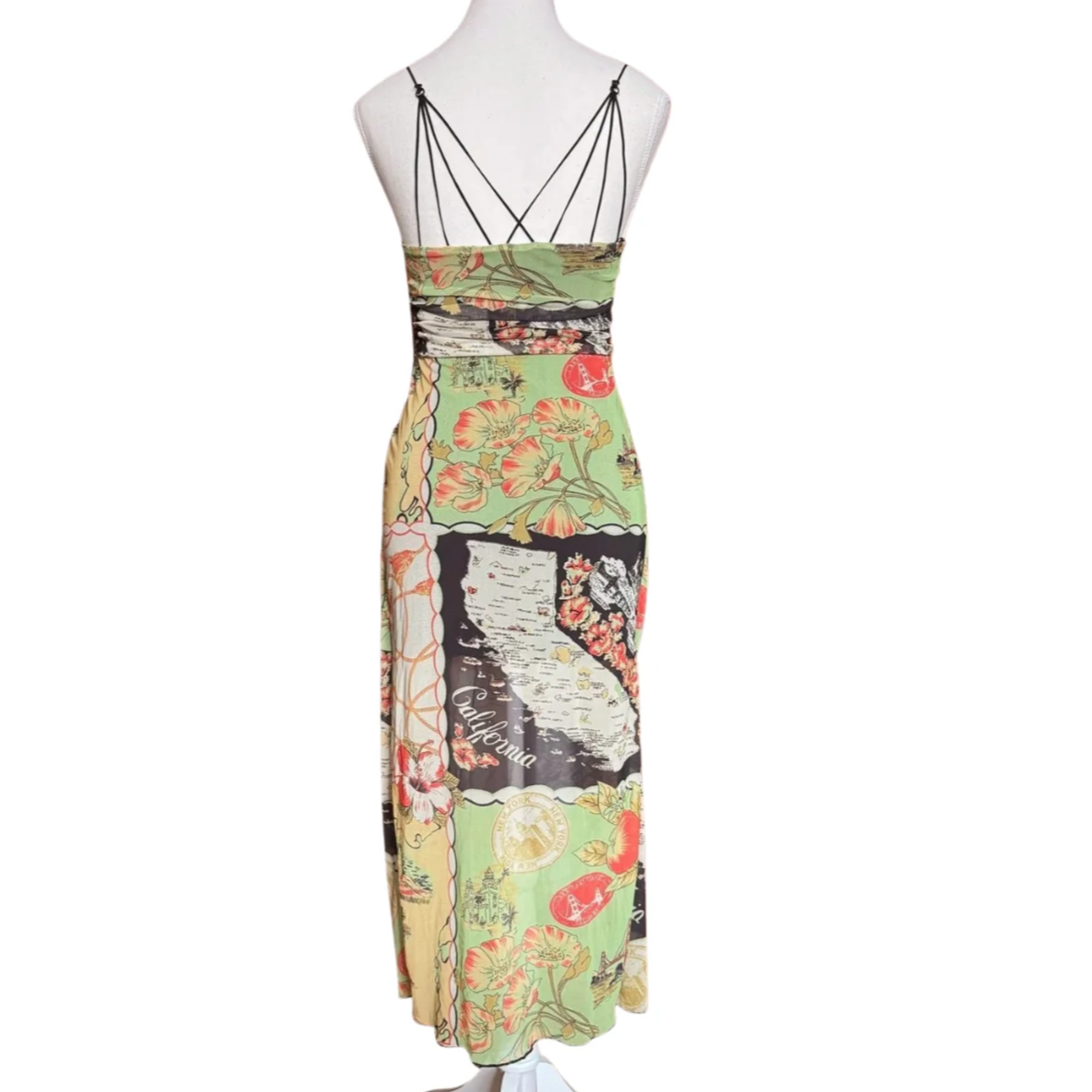 Urban Outfitters California Print Midi Dress | Size XS