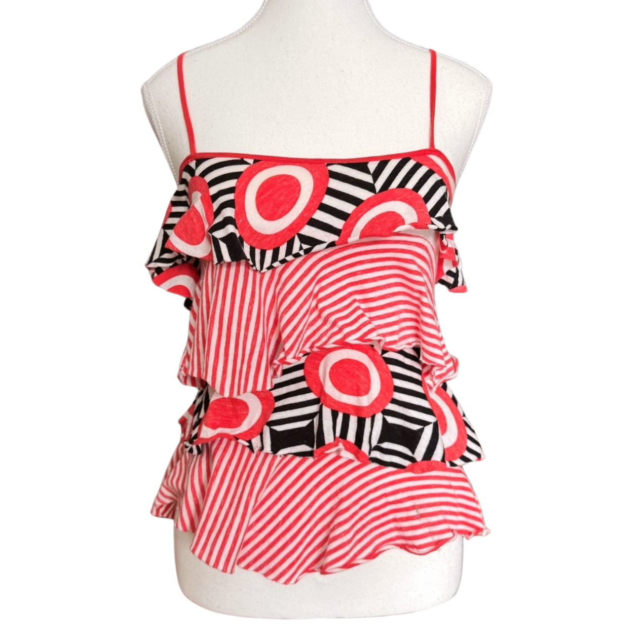 90s Red & White Contrast Cami | Size S