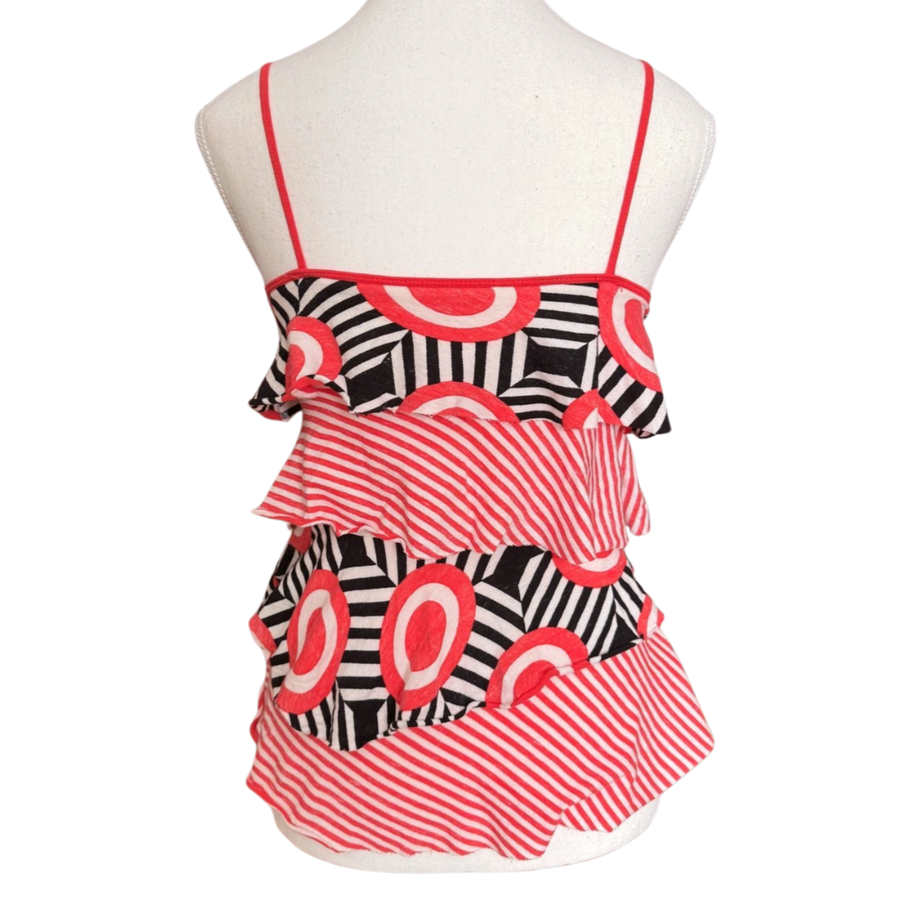 90s Red & White Contrast Cami | Size S