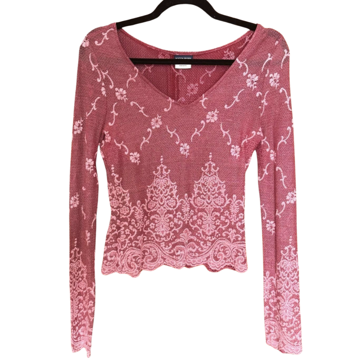 Vintage Lace Print Long Sleeve Top | Size S