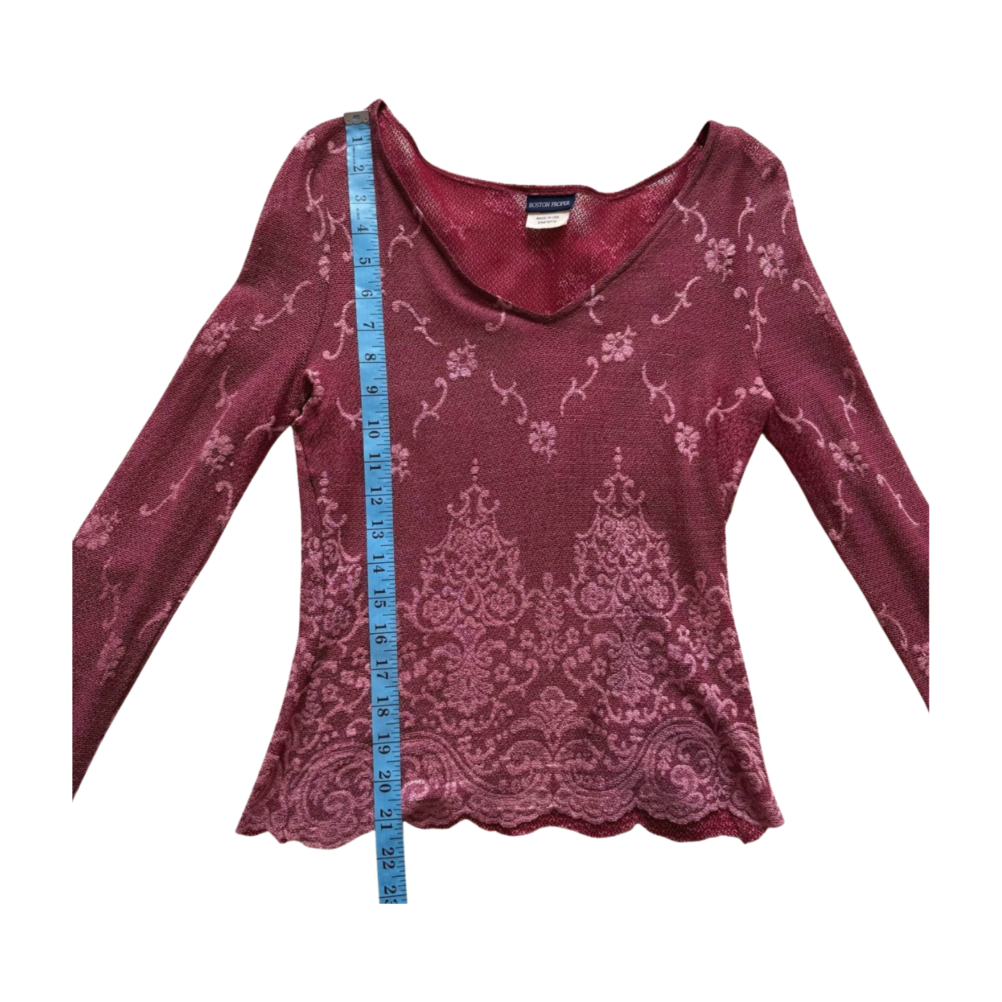 Vintage Lace Print Long Sleeve Top | Size S