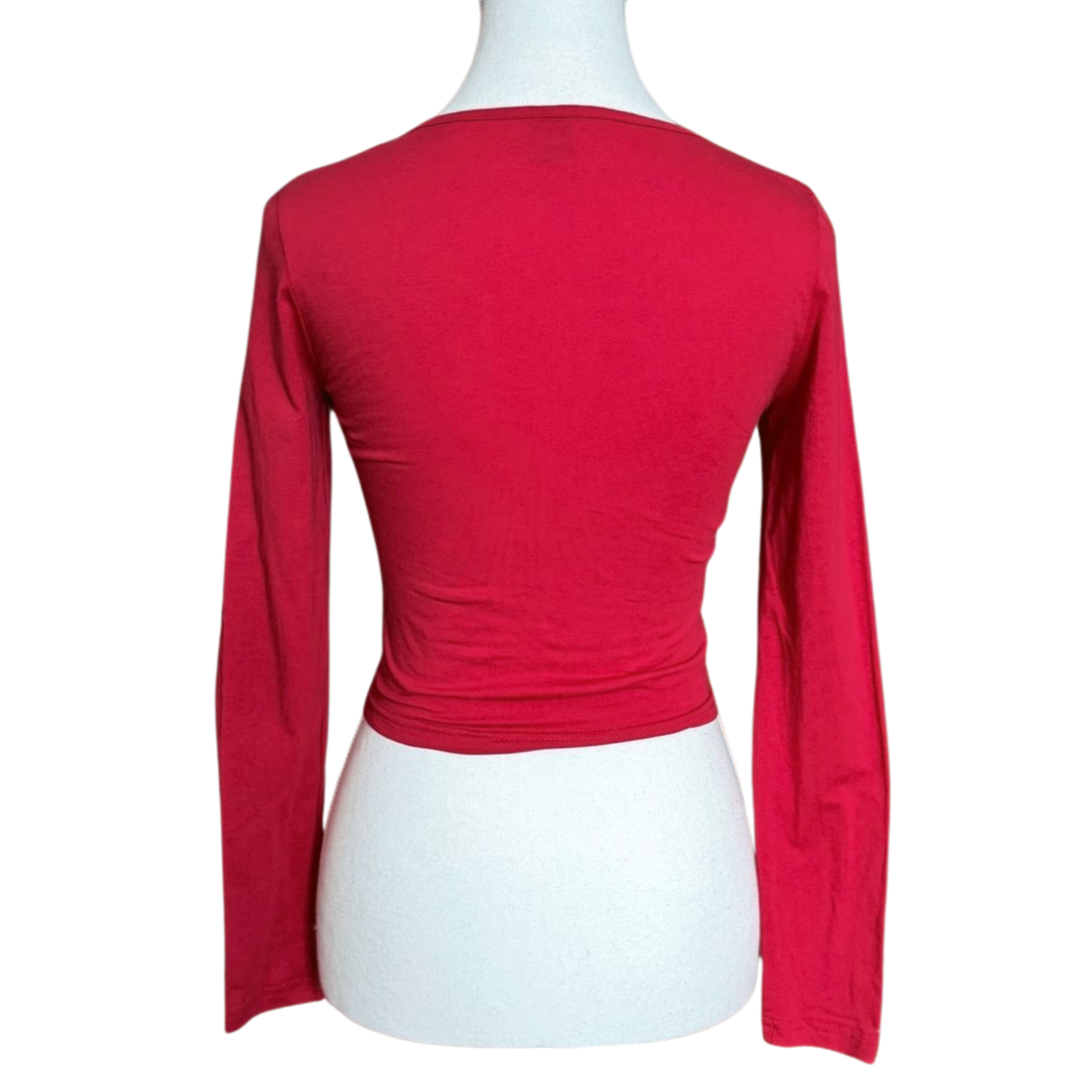 Red Long Sleeve Top with Heart and Butterfly Graphic | Size S