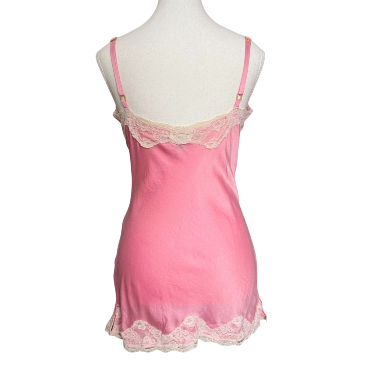 Vintage Pink Silk & Lace Slip Dress | Size S