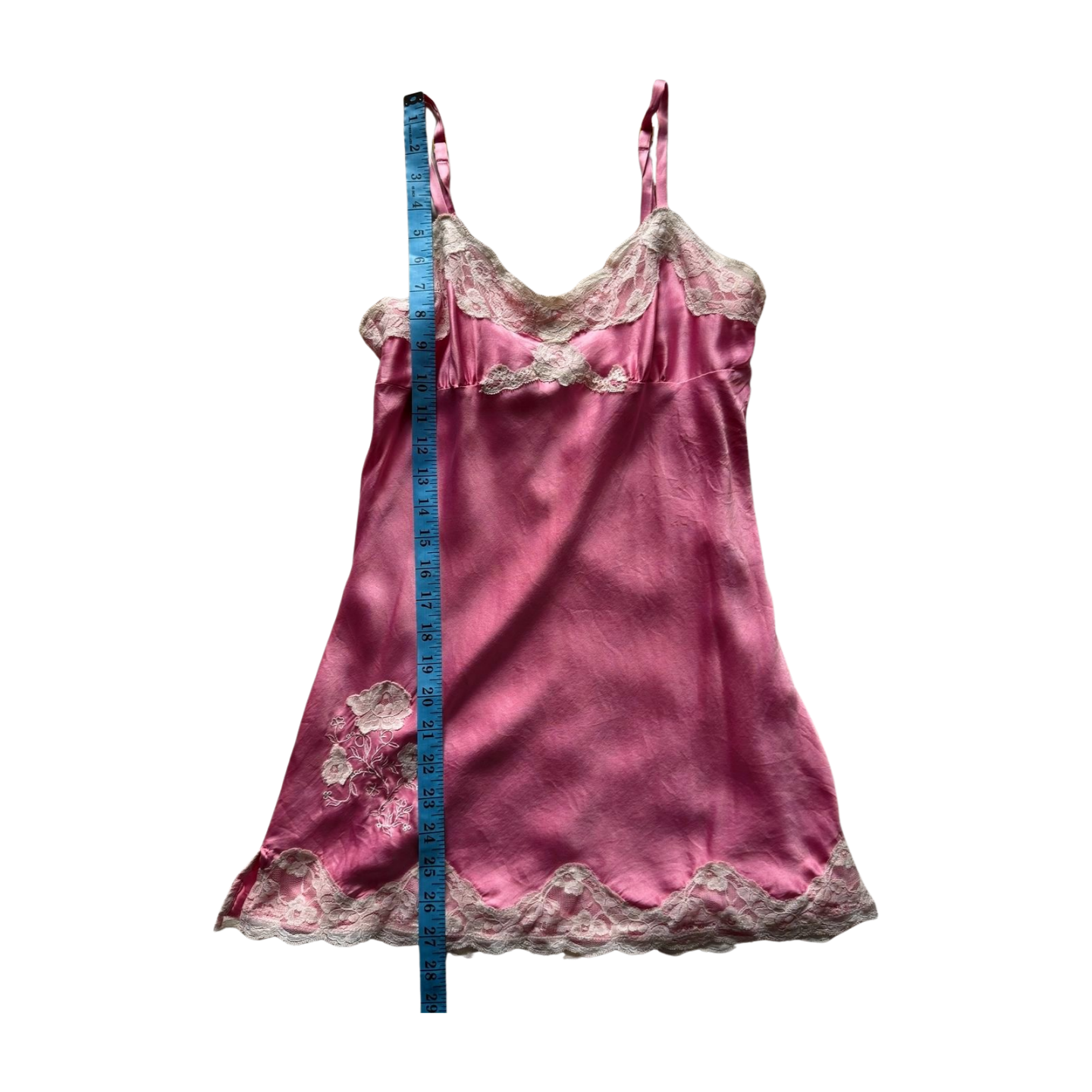 Vintage Pink Silk & Lace Slip Dress | Size S