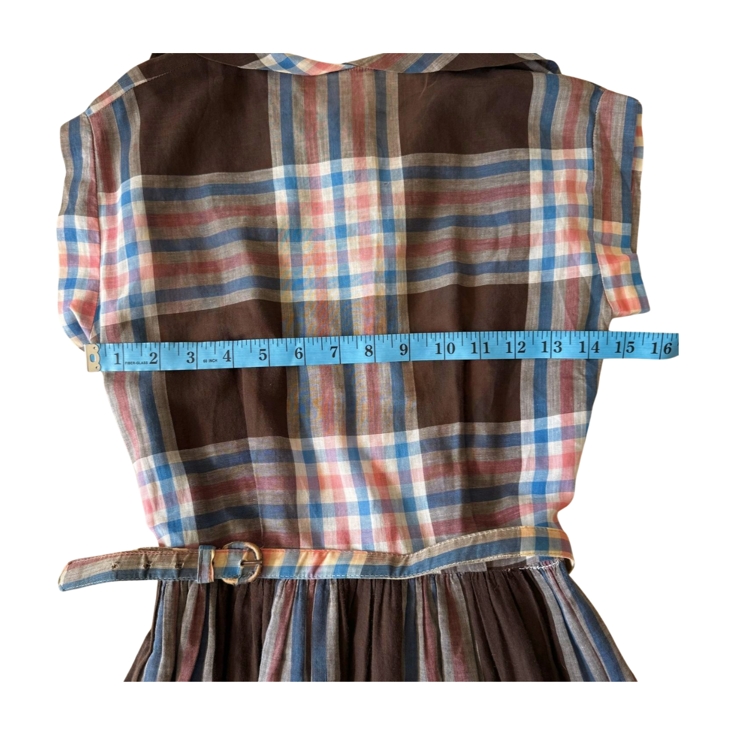 Charming Handmade Plaid 60s Dress w/ Belt / Size XS