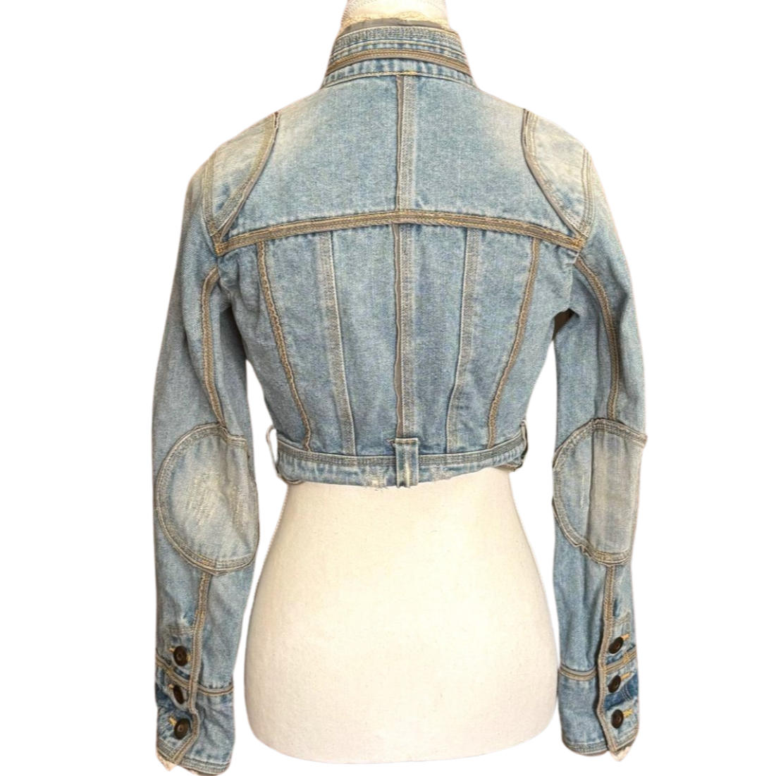 90s Cropped Denim Jacket  w/ Intricate Detailing | Size XS